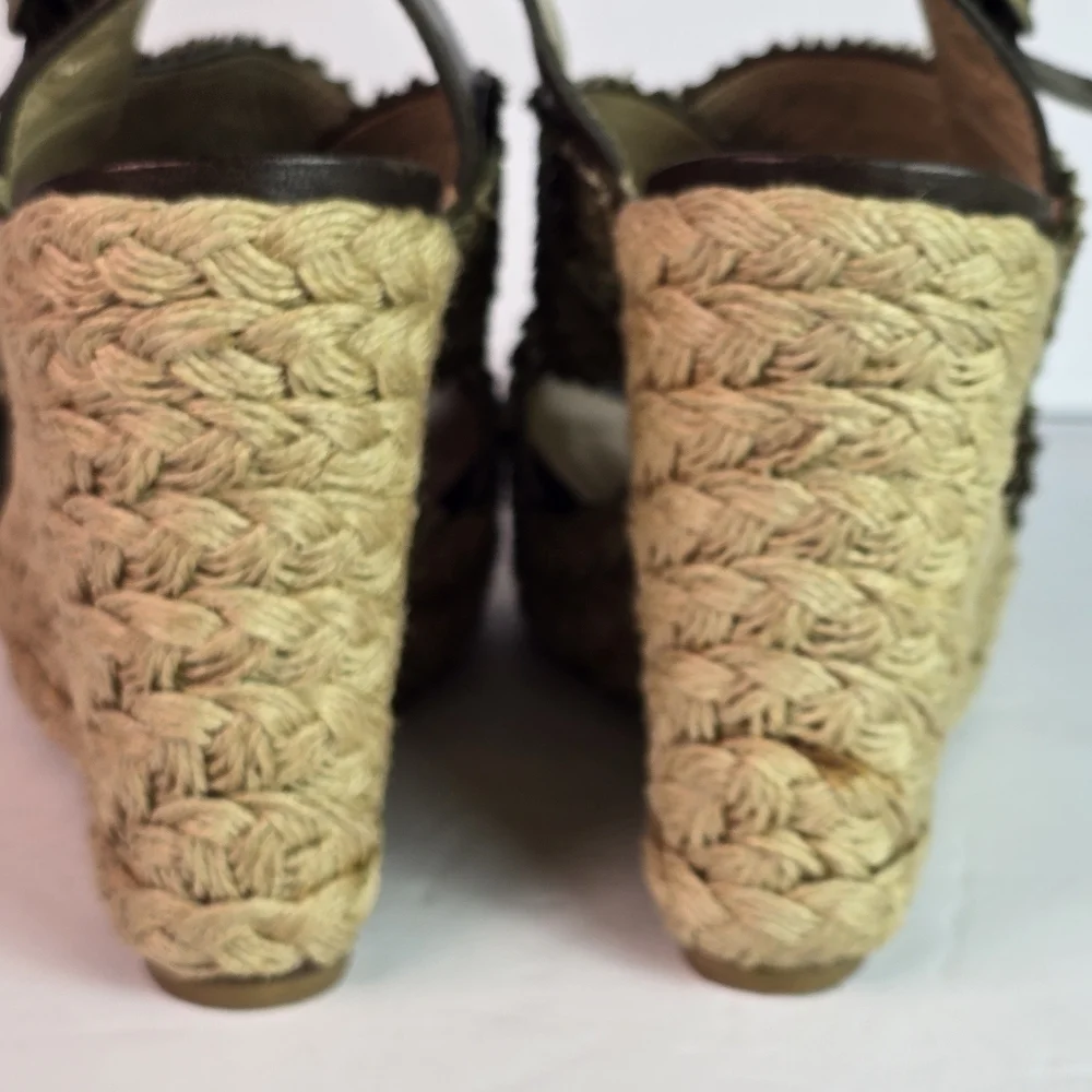 Stuart Weitzman Toogood Wrinkle Raffia Alex Wedge Espadrille Platform Sandal 9